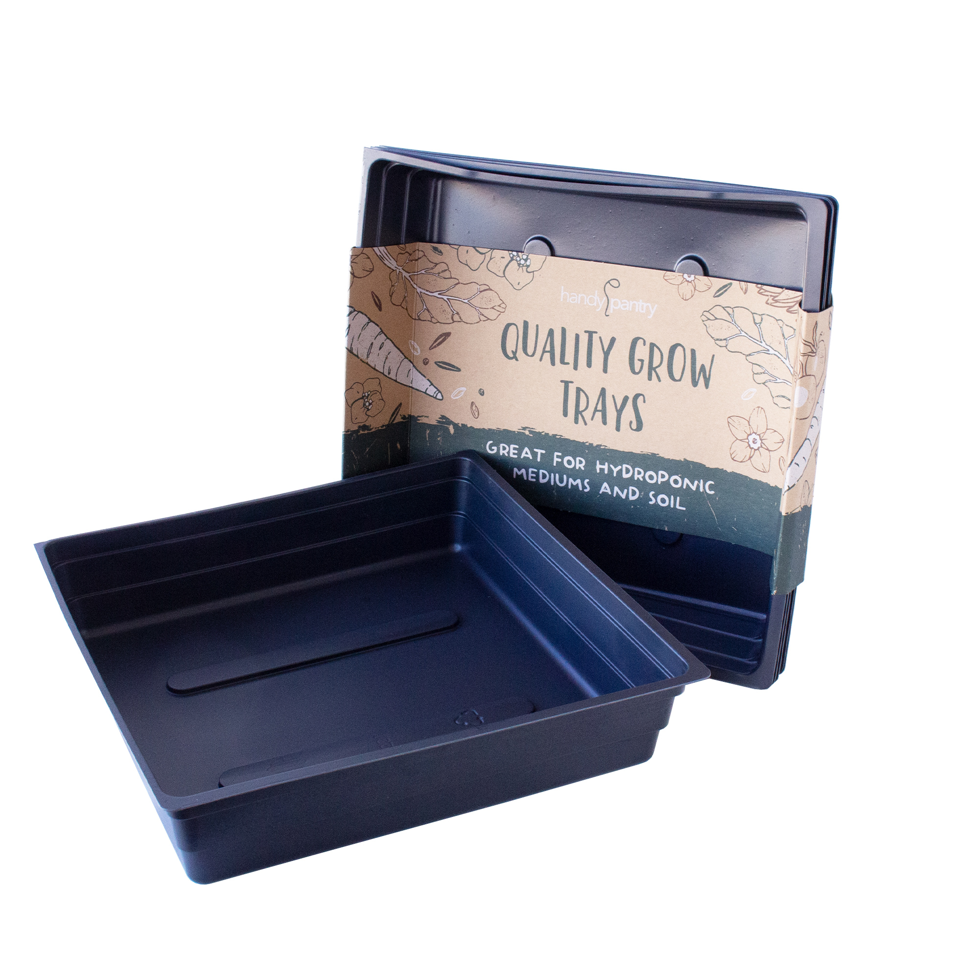 10" x 10" Microgreens Growing Drip Tray -No Drain Holes- Pack of 5 - Reusable Greenhouse & Nursery Growing Trays - Microgreens, 