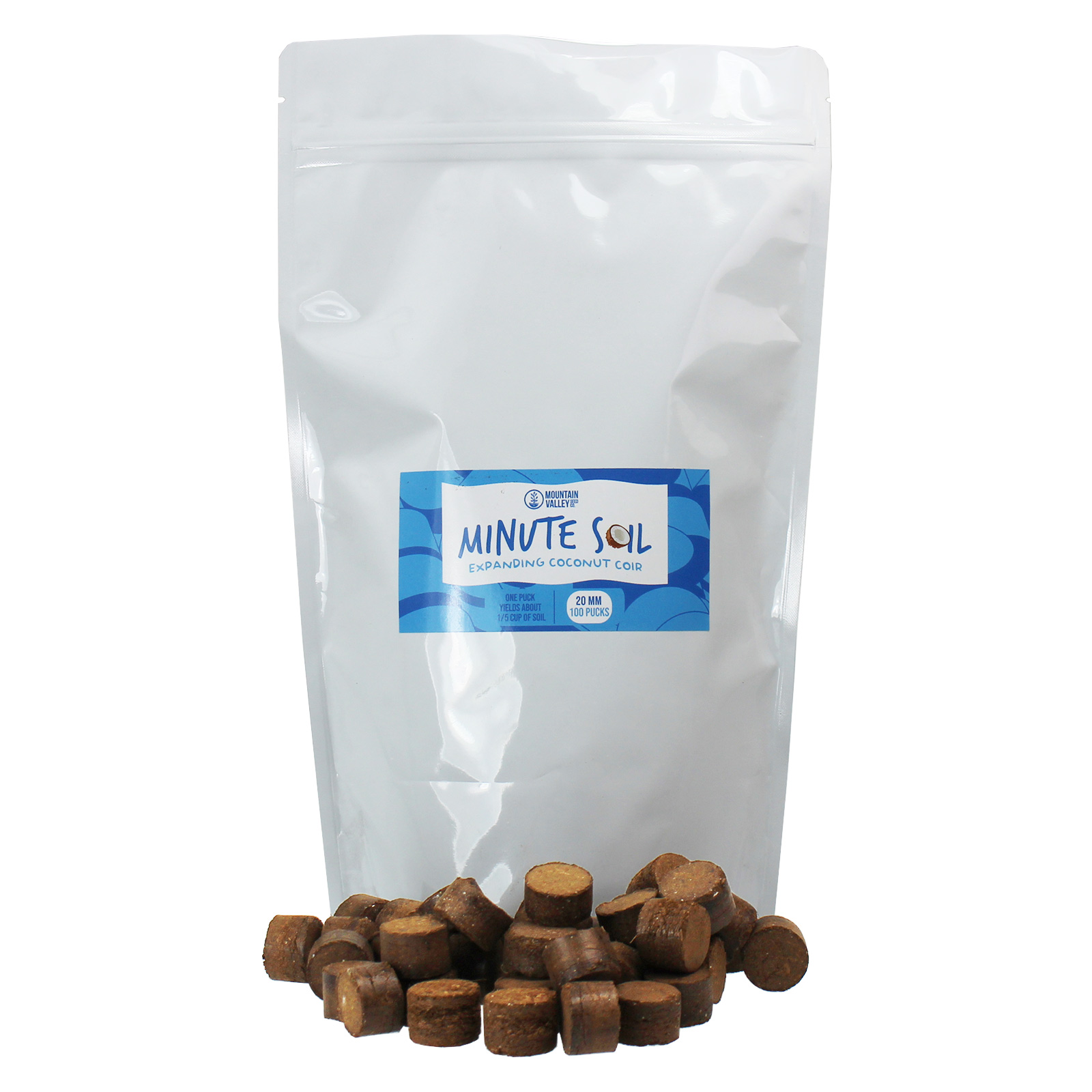 Minute Soil - Compressed Coco Coir Fiber Grow Medium - 20 MM Pellets - Coconut Potting Soil & Ammendment for Garden, Greenhouse,