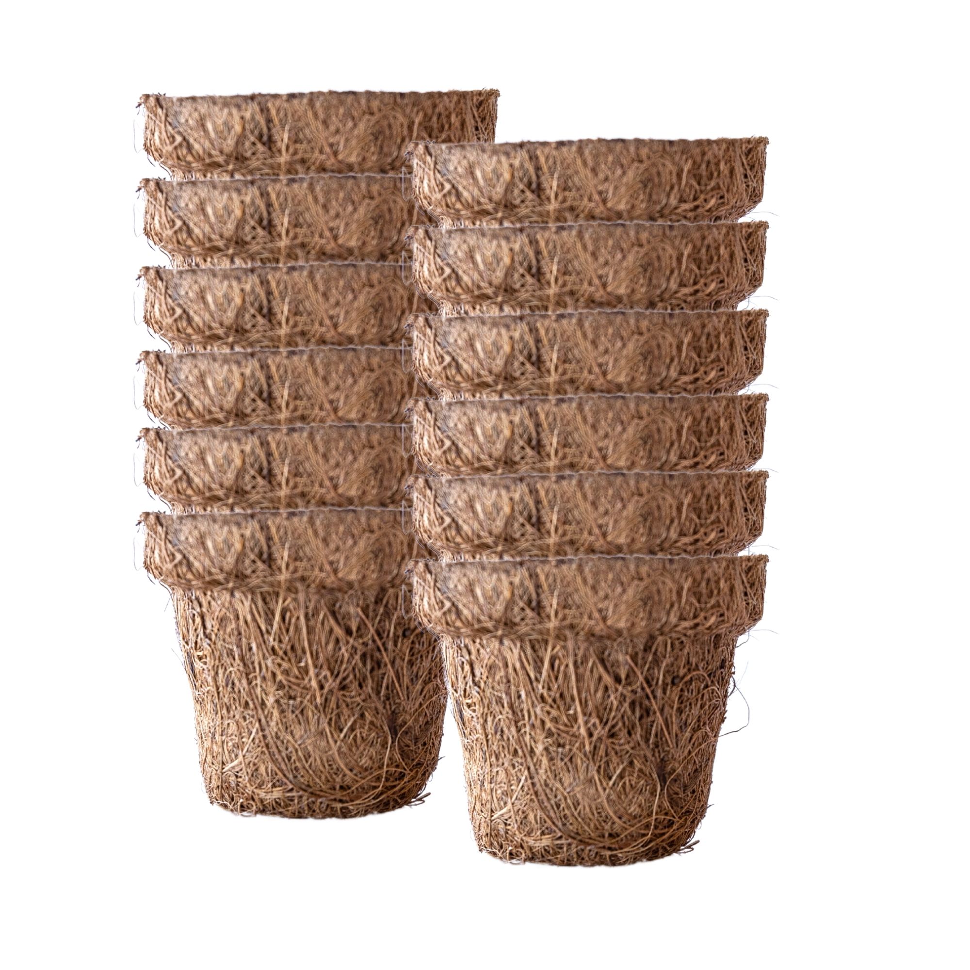 Coconut Fiber Plant Seedling Pots - Round - 12 Pack - 2.5 In. Rim x 2 In. Tall - Sustainable, Biodegradable Garden Seed Starting