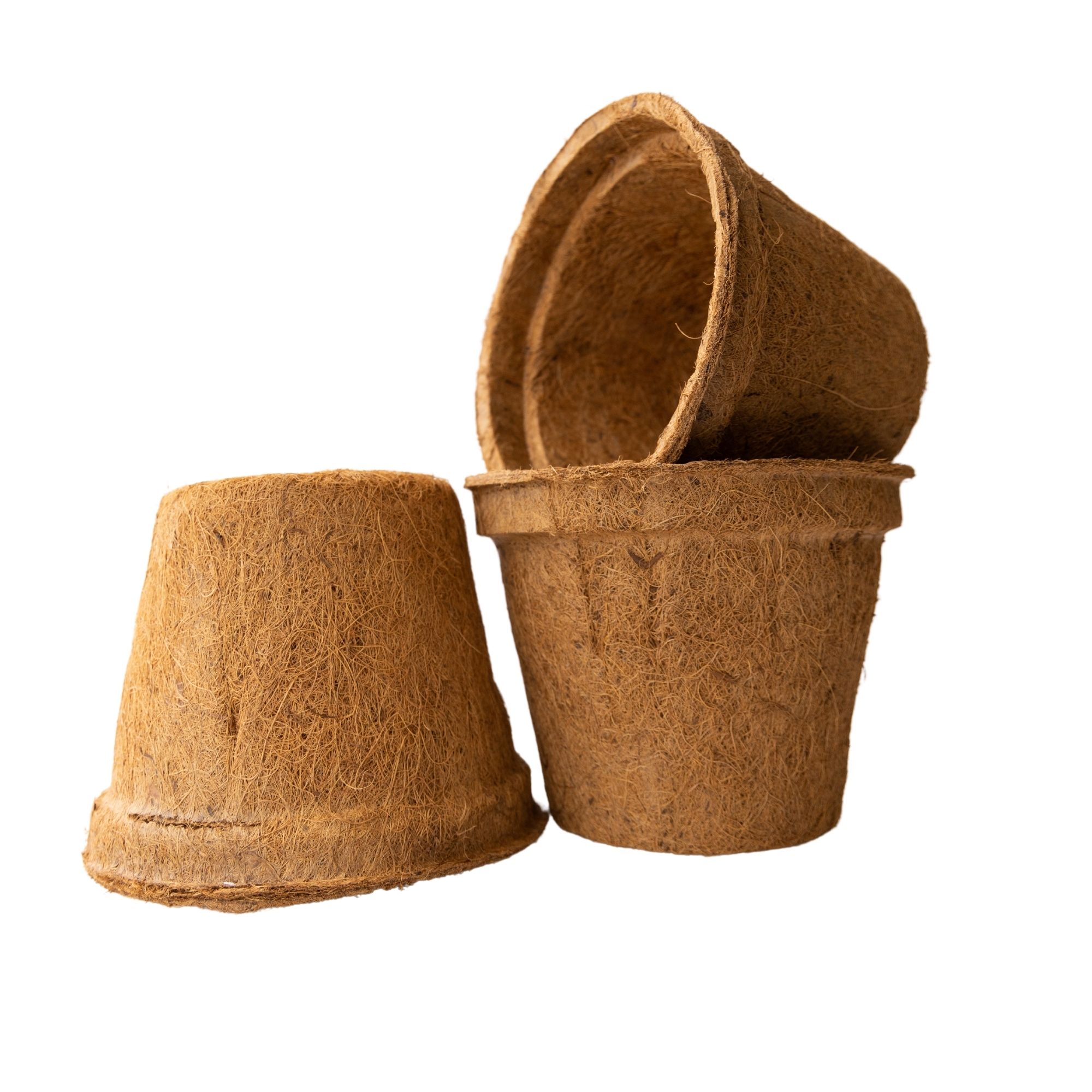 Coconut Fiber Planter Pots - 3 Pack - 9 In. Rim by 7 In. Tall - Large, Round - Garden Seed Starting Pots - Coco Coir Greenhouse 