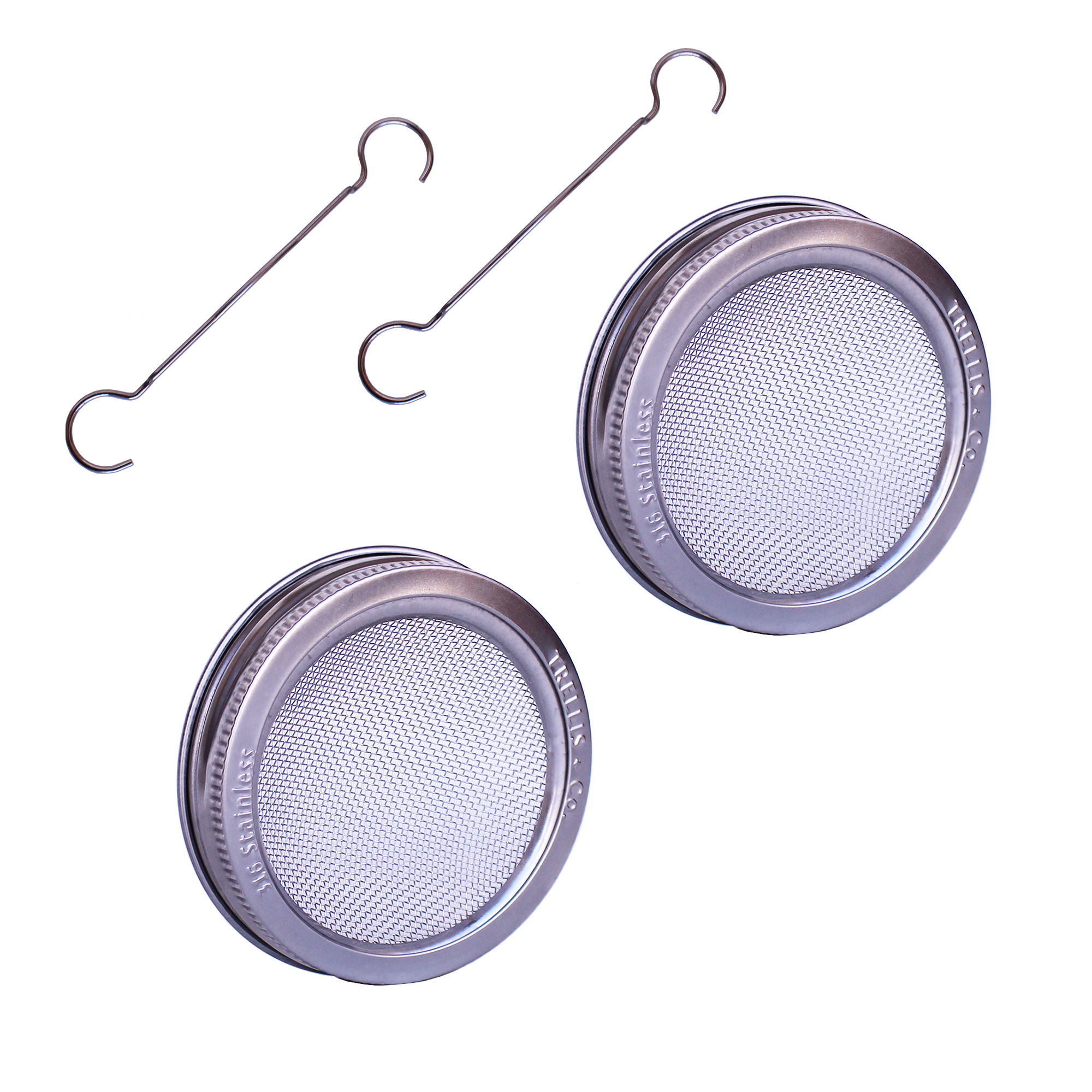 Stainless Steel Sprouting Lids - Pack of 2 with Sprouter Drain Stands - Sprouts, Sprouting - Healthy Living & Raw Food - Grow, G