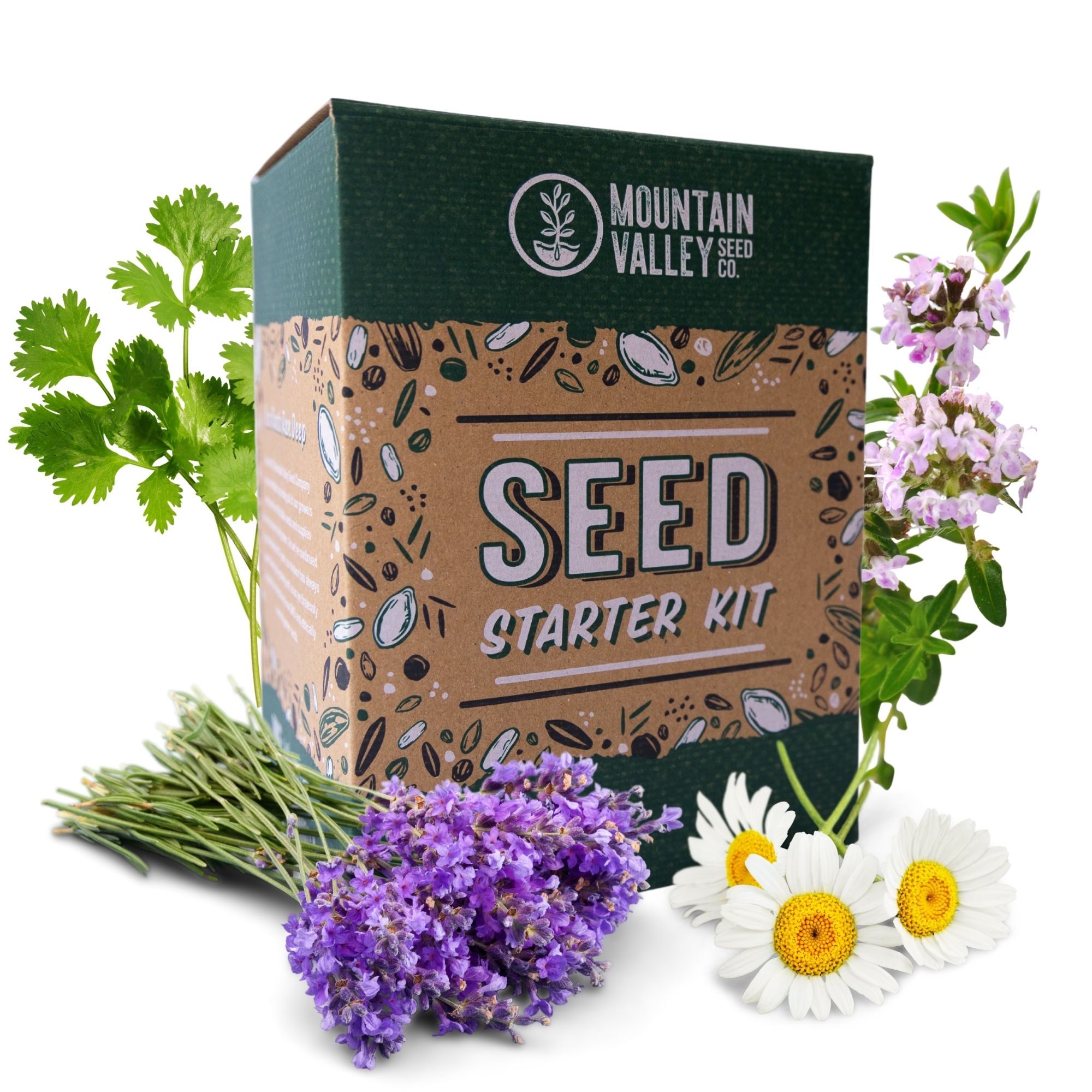 Medicinal & Herbal Tea Herb Garden Starter -Basic Kit -6 Seeds: Chamomile, Lavender