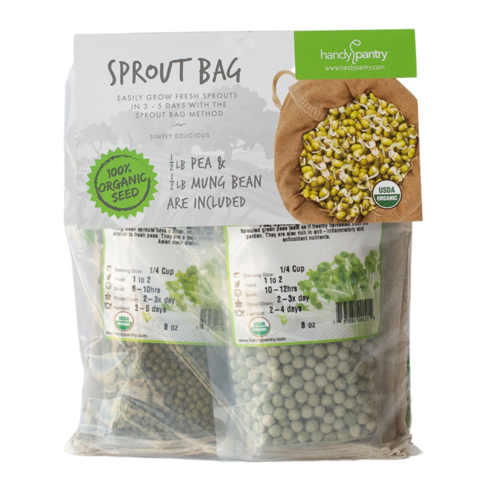 Handy Pantry Sprouting Sack Kit: Bag Sprouter for Growing Sprouts