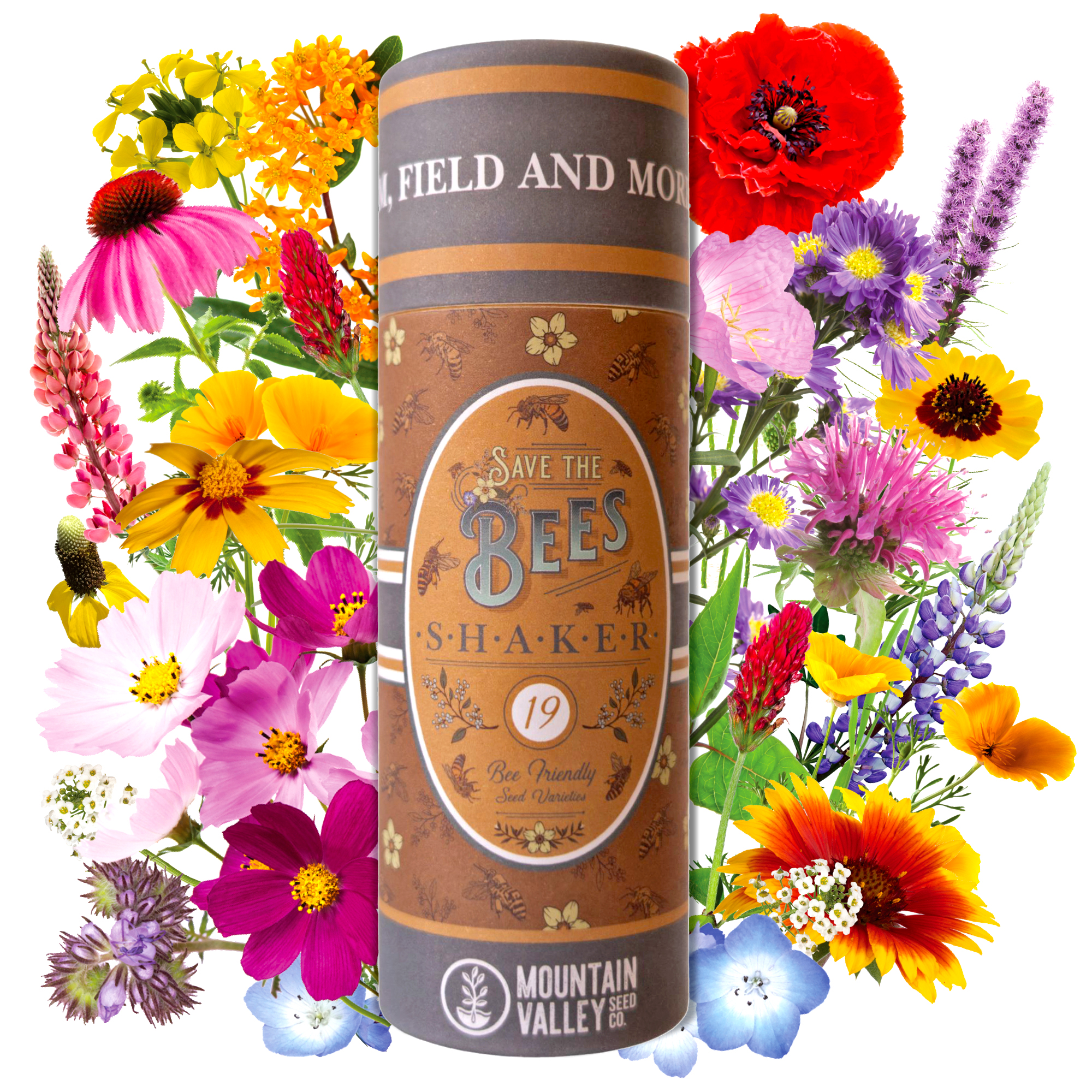 Wildflower Seeds Shaker - Save The Bees - 120,000+ Wild Flower Seeds - In Beautiful Convenient Easy to Sow Seed Shaker - Garden 