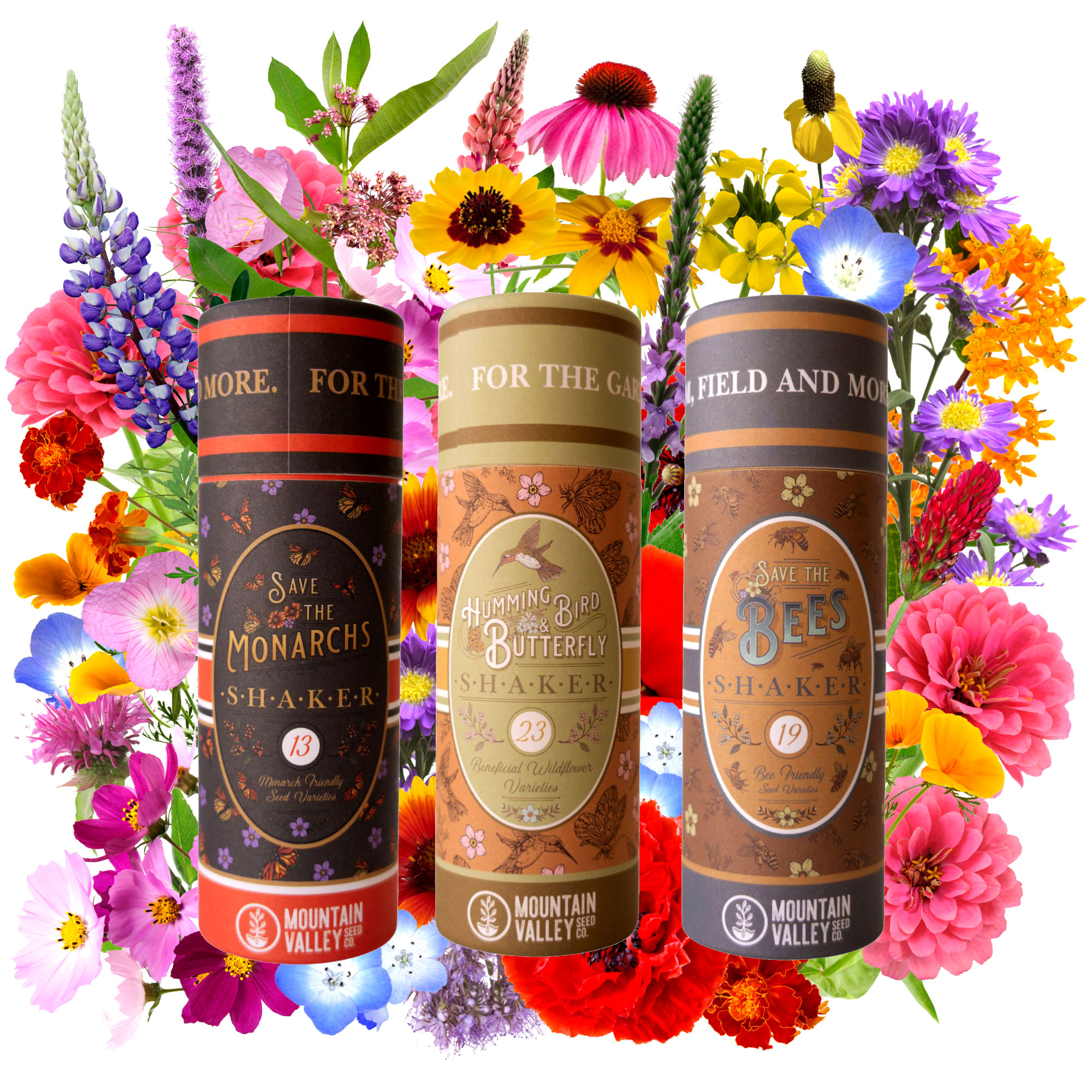 Wildflower Seed Shaker Gift Collection- Save The Bees, Hummingbird & Butterfly, Monarch - 280,000+ Wild Flower Seeds - In Beauti