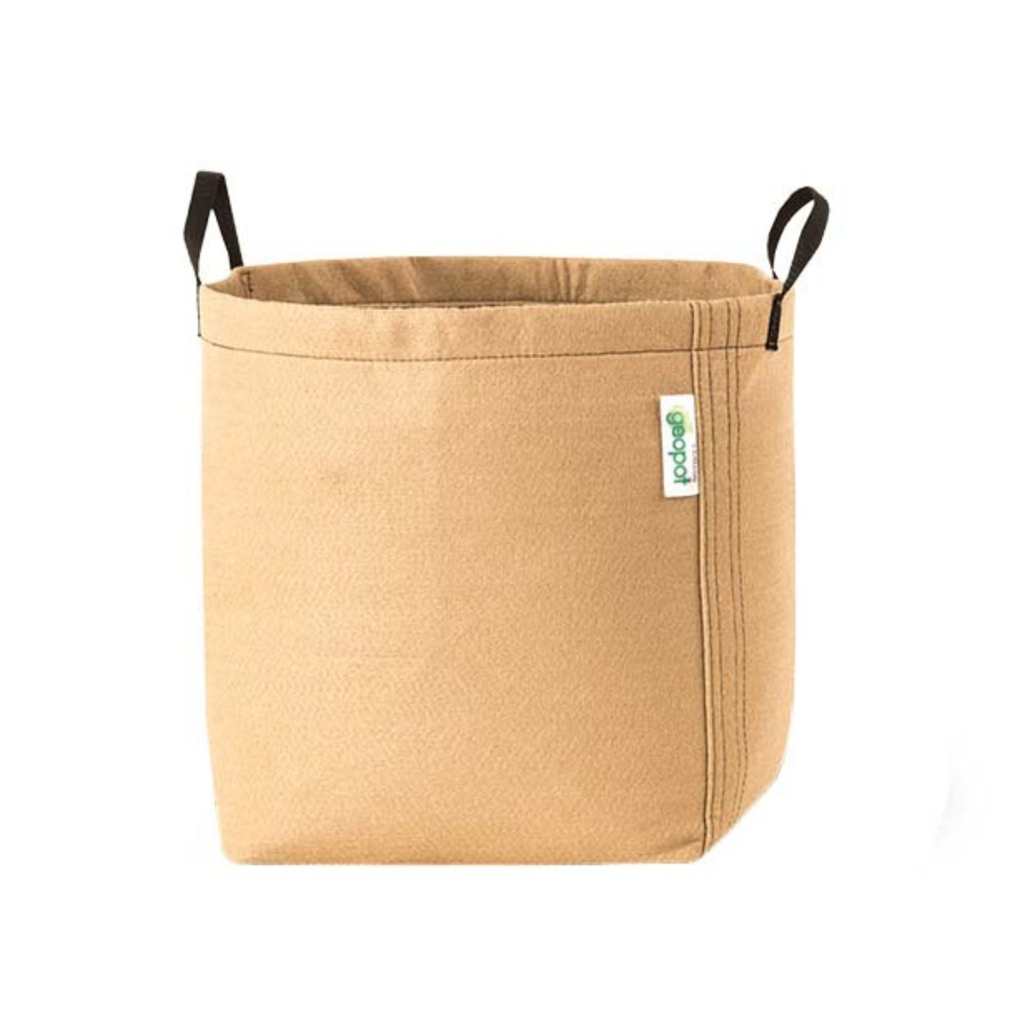 Geopot Fabric Planter - Tan Square Bottom With Handles By G-Lite - 15 Gallon - Breathable Gardening Grow Container - Home & Gard