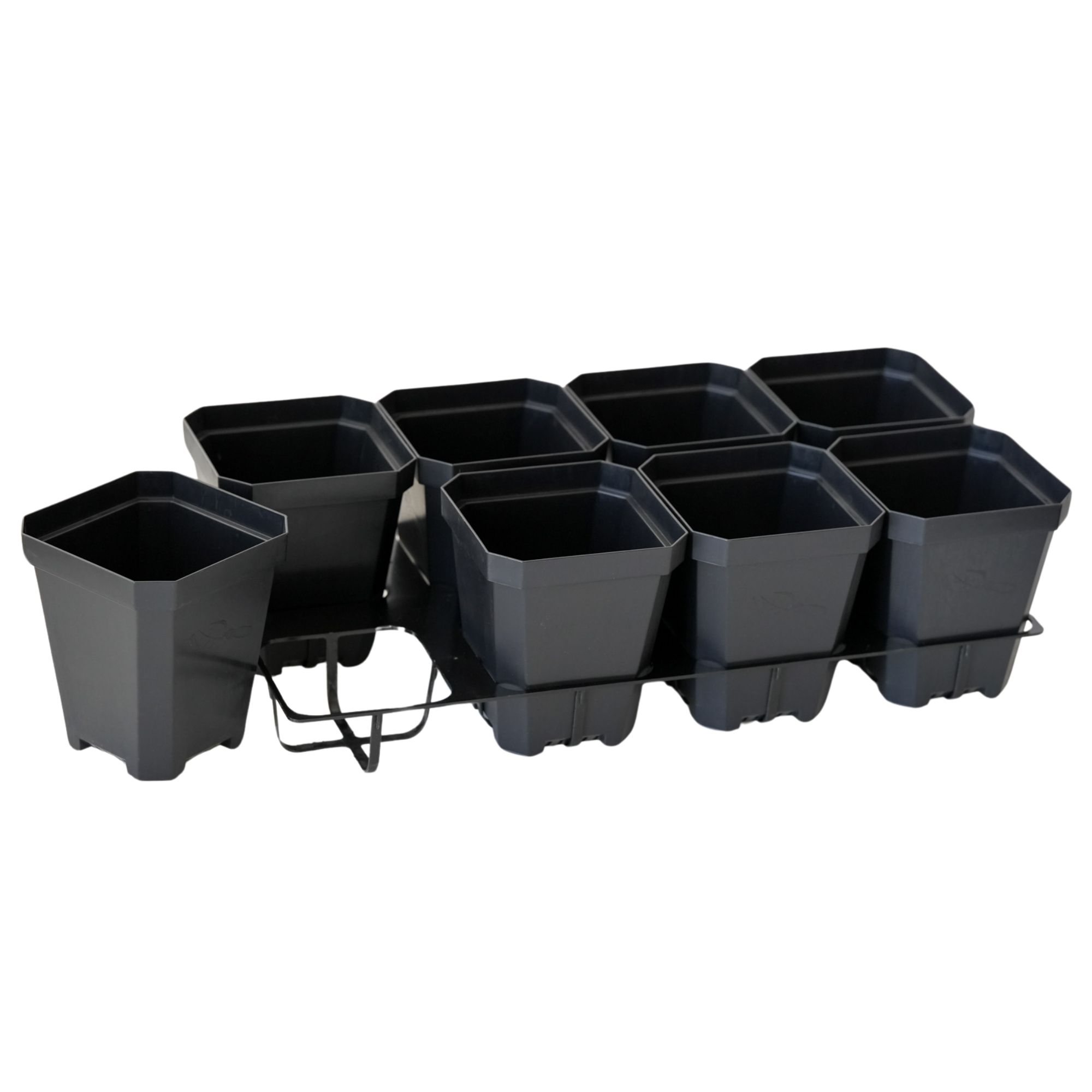 Plastic Nursery Pots - 5 Inch Square & Carrying Tray Insert 1 Set - Square Pot Holder Trays for Greenhouses - Easy To Use - Begi