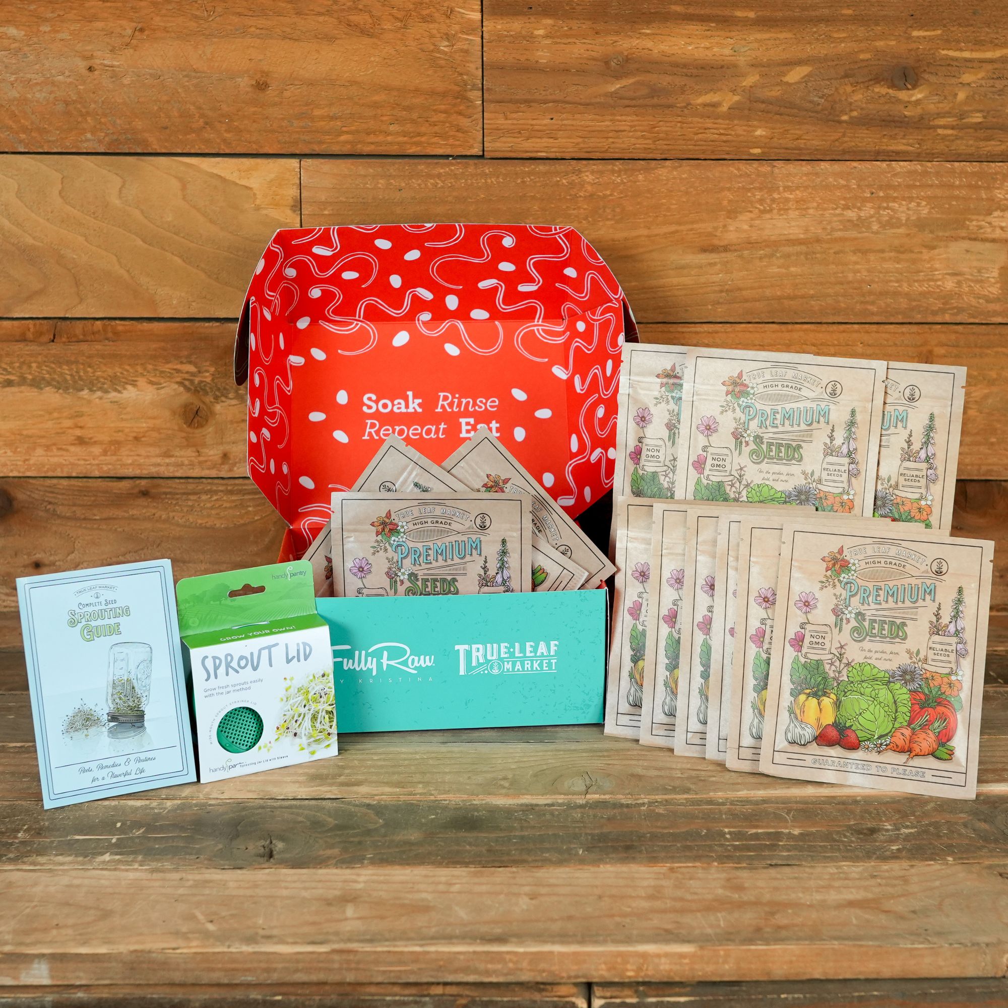 Organic Sprouting Seed Kit - Fully Raw Kristina's 12 Best Spouts - 12 Varieties of Sproutings Seeds, Mason Jar Sprou Lid, & 96 P