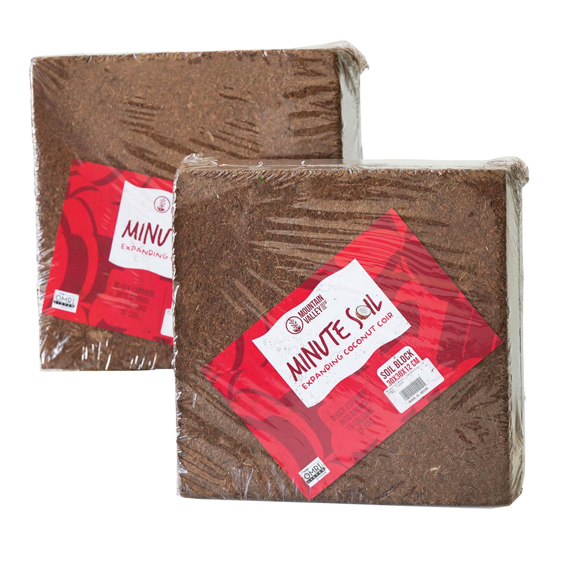 Minute Soil Coco Coir Blocks 2-Pack. Non-GMO. Just Add Water. 24 lb Total.