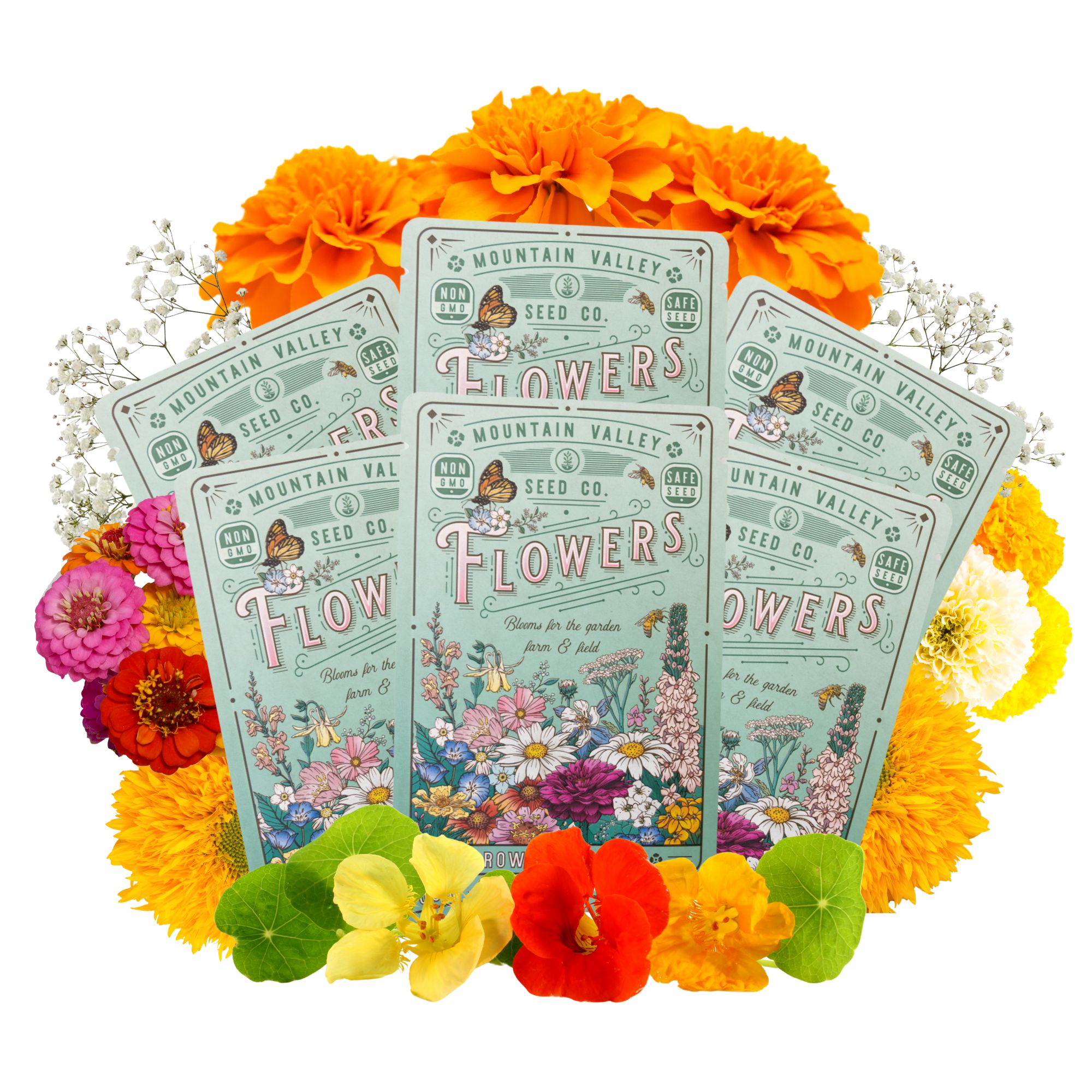 Flowers Seed Assortment for Container Gardening â€“ Easy Grow - Non-GMO - Indoor Vegetable Gardening - Small Space Gardenin