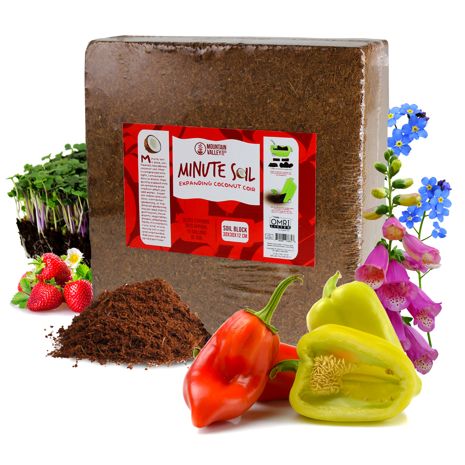 Minute Soil - Compressed Coco Coir Fiber Grow Medium - 1 Block - Coconut Potting Soil & Ammendment for Garden, Greenhouse, Fill