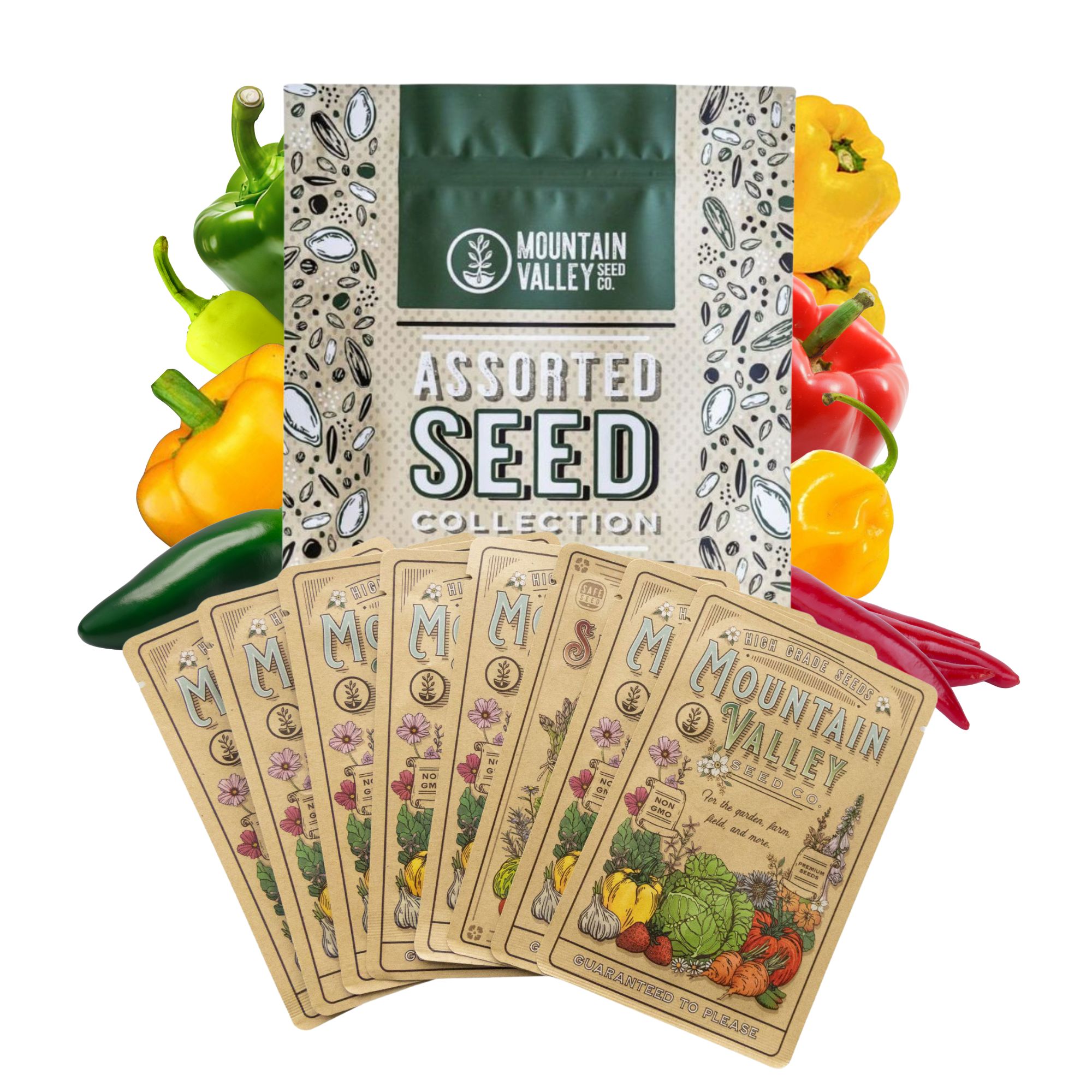 Heirloom Sweet & Hot Pepper Garden Seed Collection - 8 Varieties - Buy Non-GMO Capsicum annuum Farm & Gardening Seeds Online