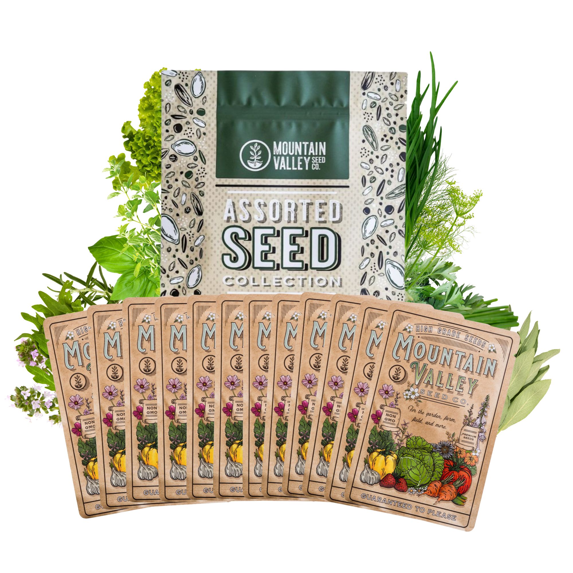 Culinary Herb Garden Seeds Assortment - Deluxe - 12 Non-GMO Seed Packs
