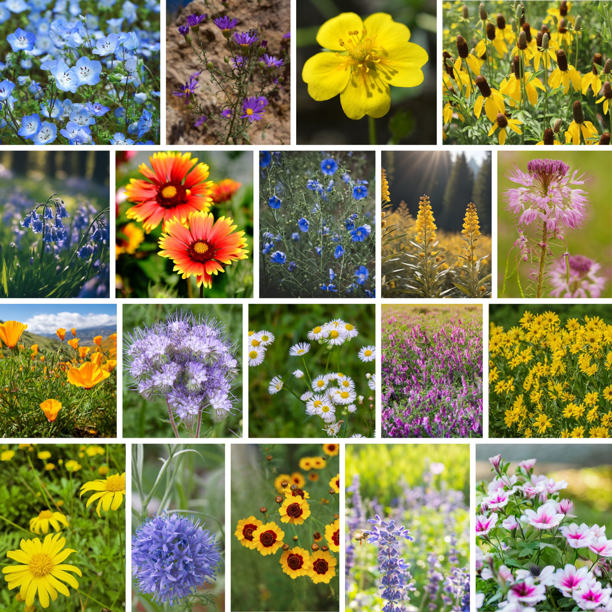 Pollinator Flower Seeds Mix - Western - 2 g ~25 Sq. Ft Wildflower - Wild Flower Seed Blend - Non-GMO, Heirloom Garden & Gardenin