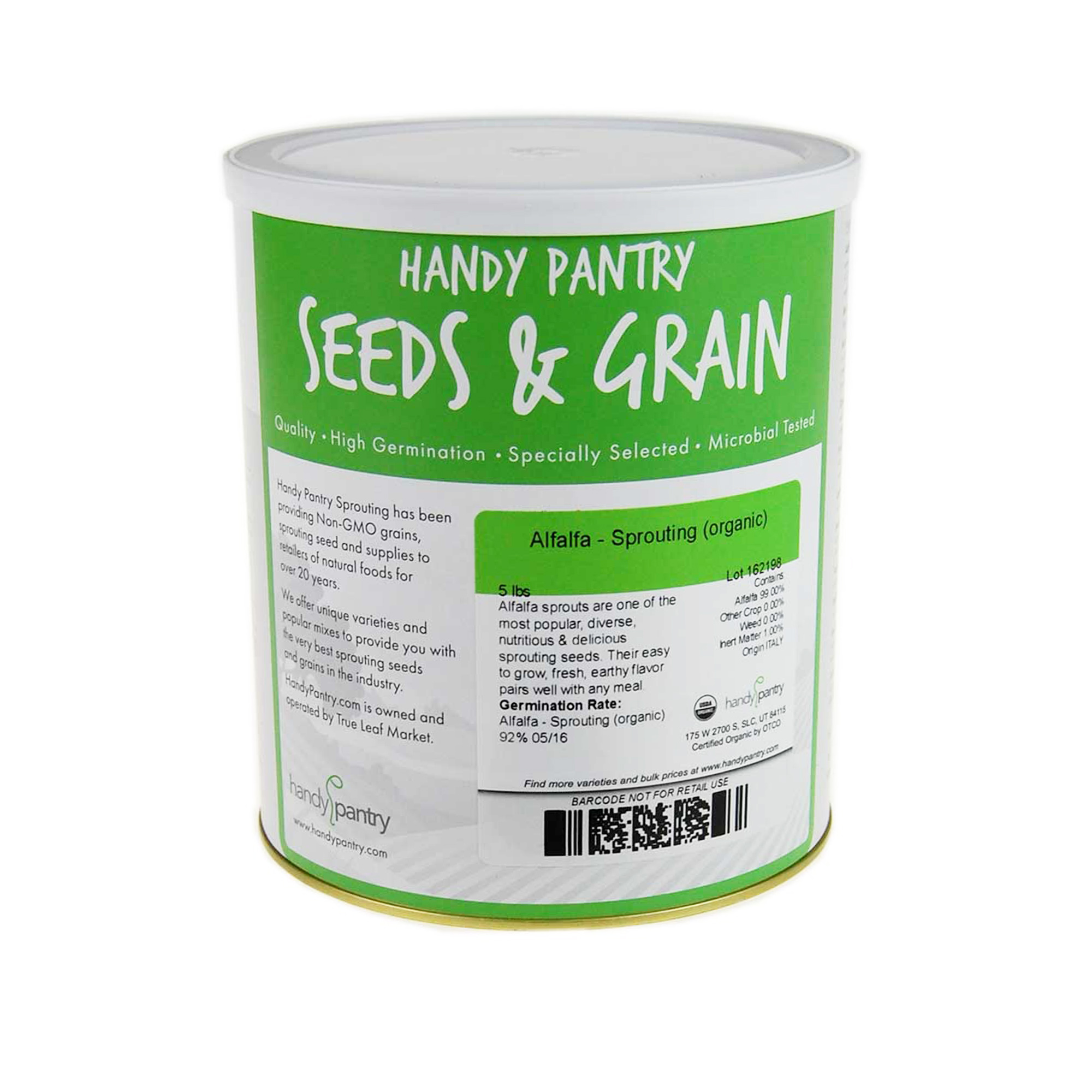 Certified Organic Alfalfa Sprouting / Sprout Seeds - Sprouts -5 Lb - Buy Non-GMO Medicago sativa Farm & Gardening Seeds Online