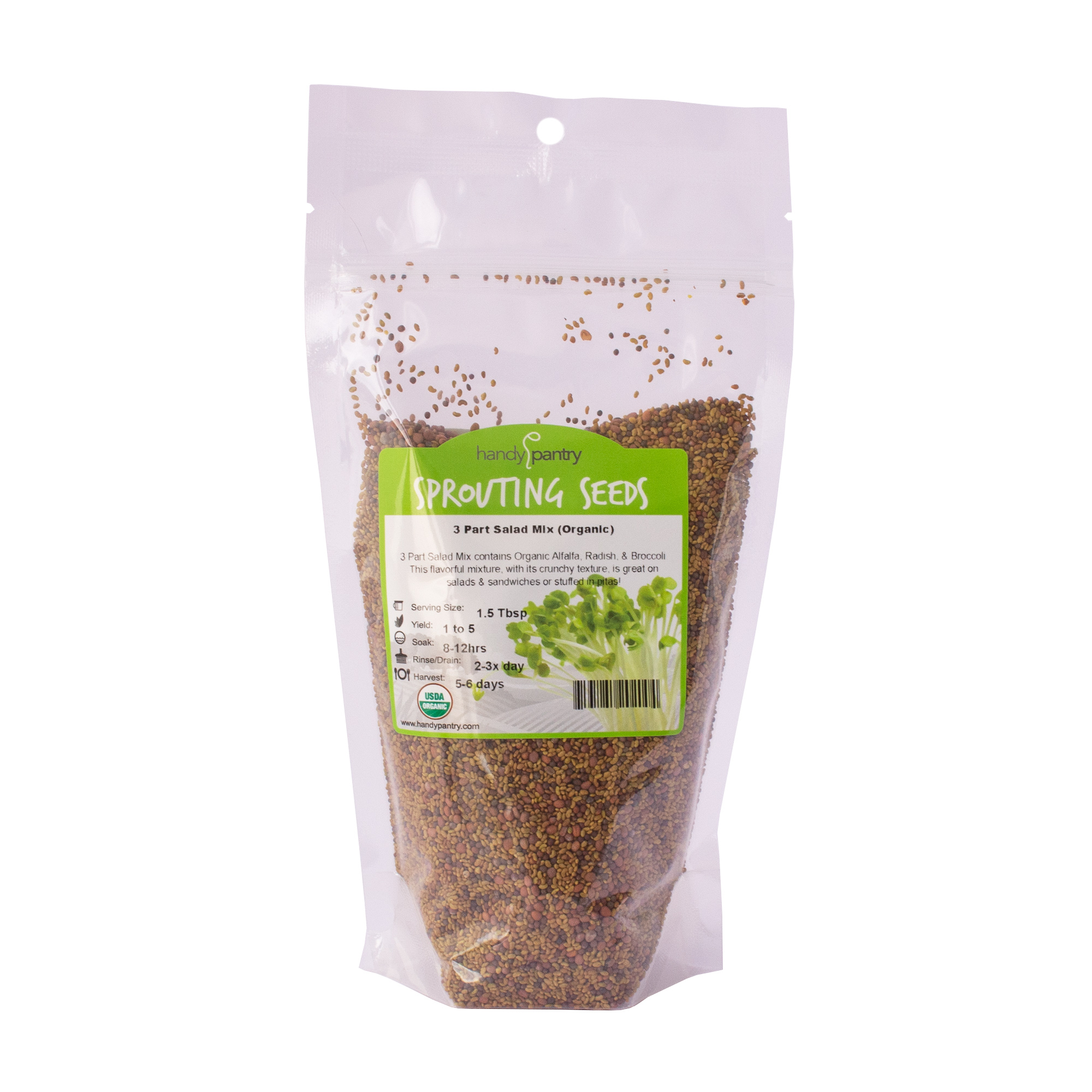 3 Part Organic Sprouting Seed Mix-Alfalfa Radish Broccoli-Sprouts-1 Lb - Sprouts, Sprouting - Healthy Living & Raw Food - Grow, 