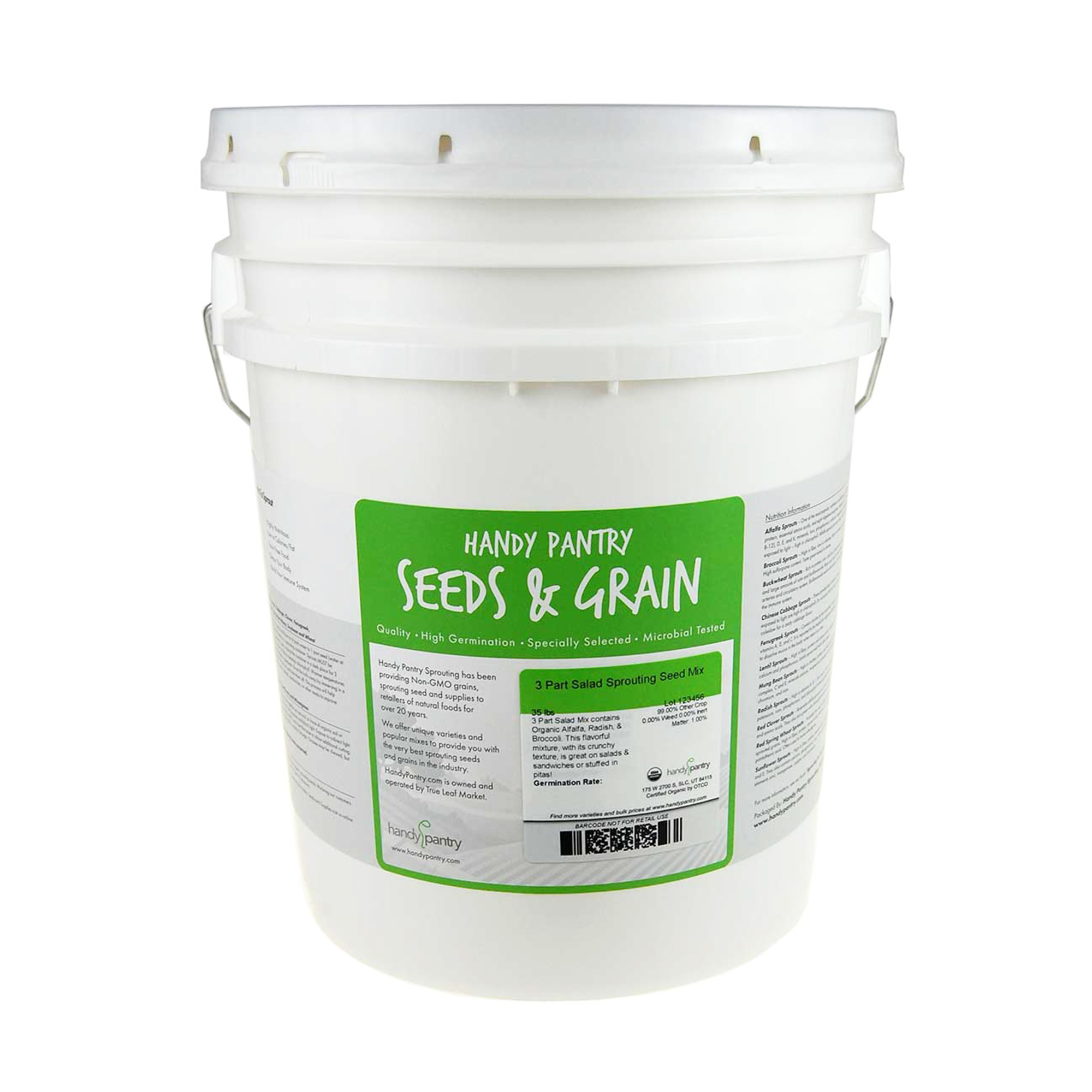 3 Part Organic Sprouting Seed Mix-Alfalfa Radish Broccoli- 35 Lb Bulk - Sprouts, Sprouting - Healthy Living & Raw Food - Grow, G