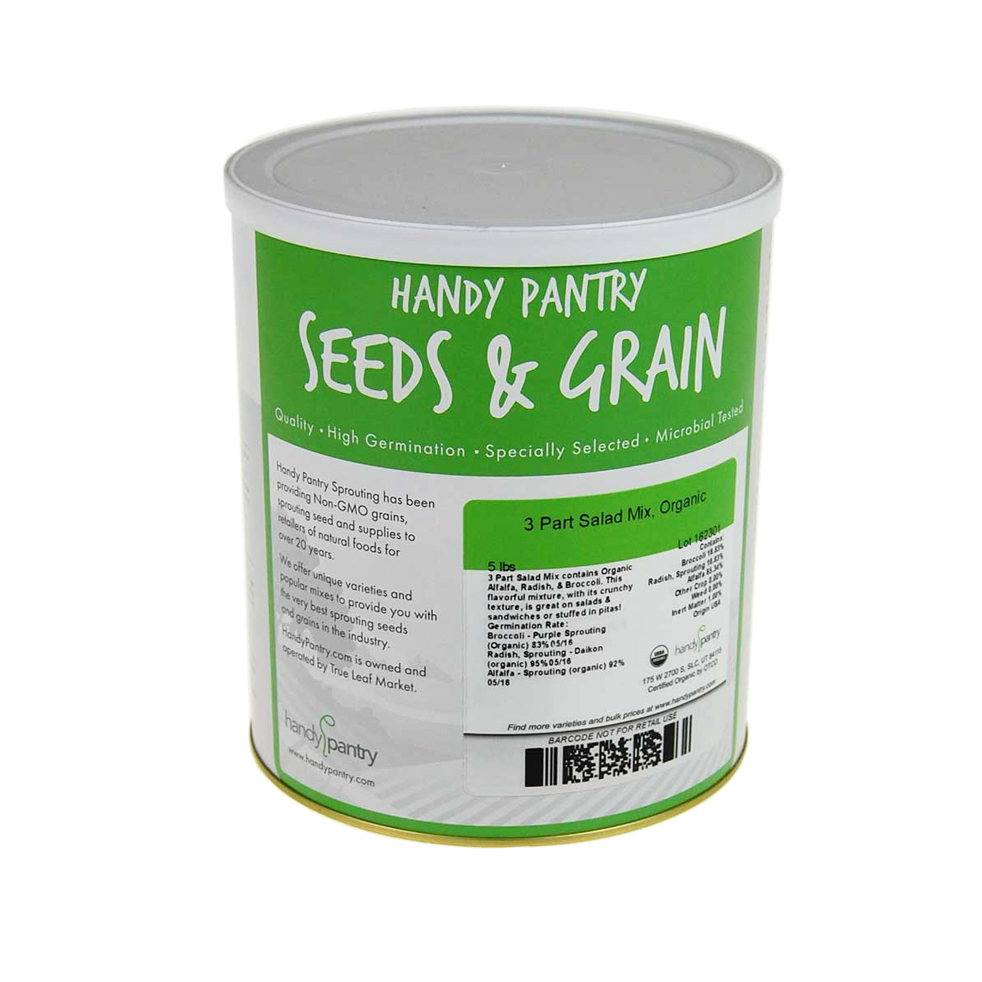 3 Part Organic Sprouting Seed Mix-Alfalfa Radish Broccoli-Sprouts-5 Lb - Sprouts, Sprouting - Healthy Living & Raw Food - Grow, 