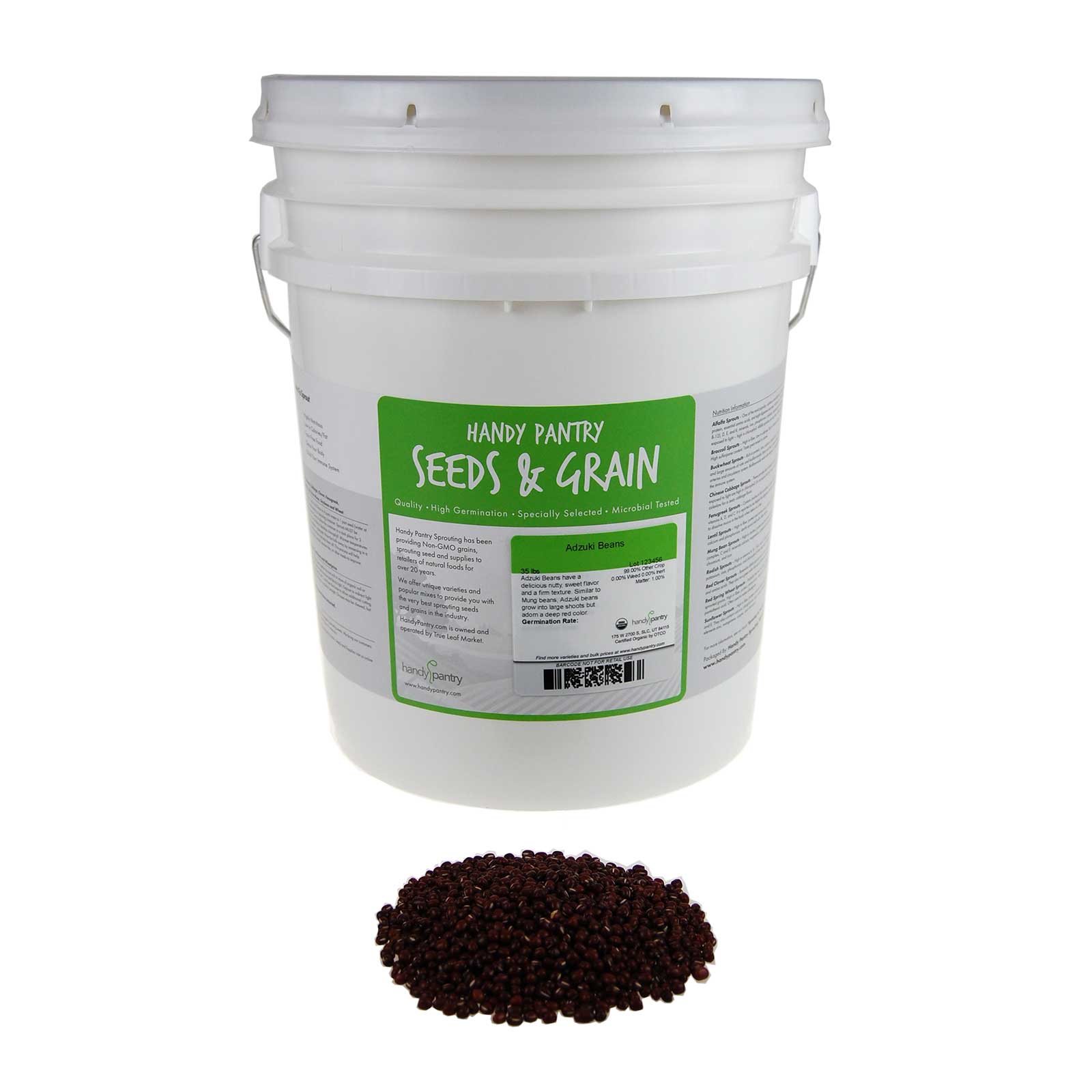 Certified Organic Adzuki Beans Sprouting Seeds - For Sprouts - 35 Lbs - Buy Non-GMO Paseolus angularis Farm & Gardening Seeds On