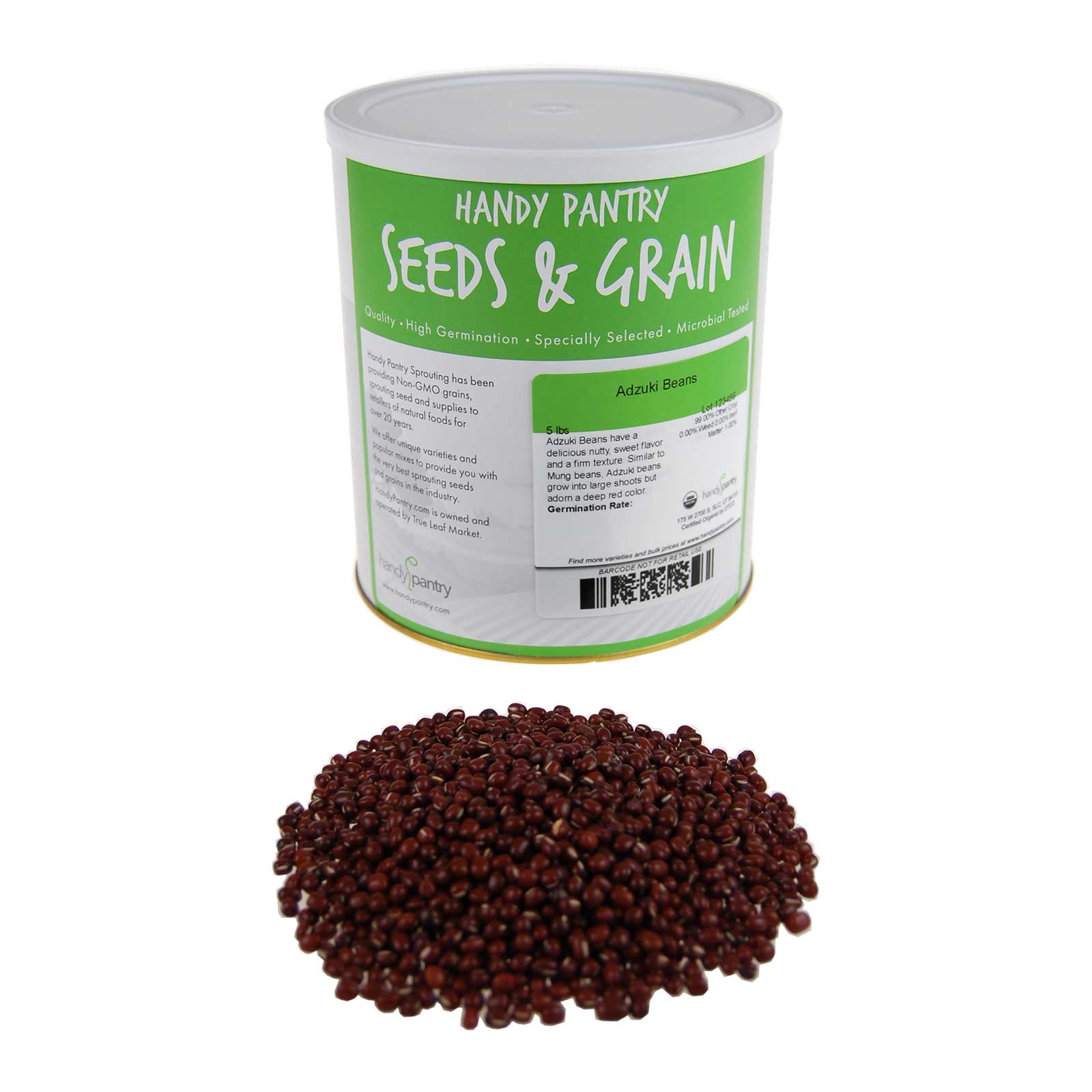 Certified Organic Adzuki Beans Sprouting Seeds - For Sprouts - 5 Lbs - Buy Non-GMO Paseolus angularis Farm & Gardening Seeds Onl