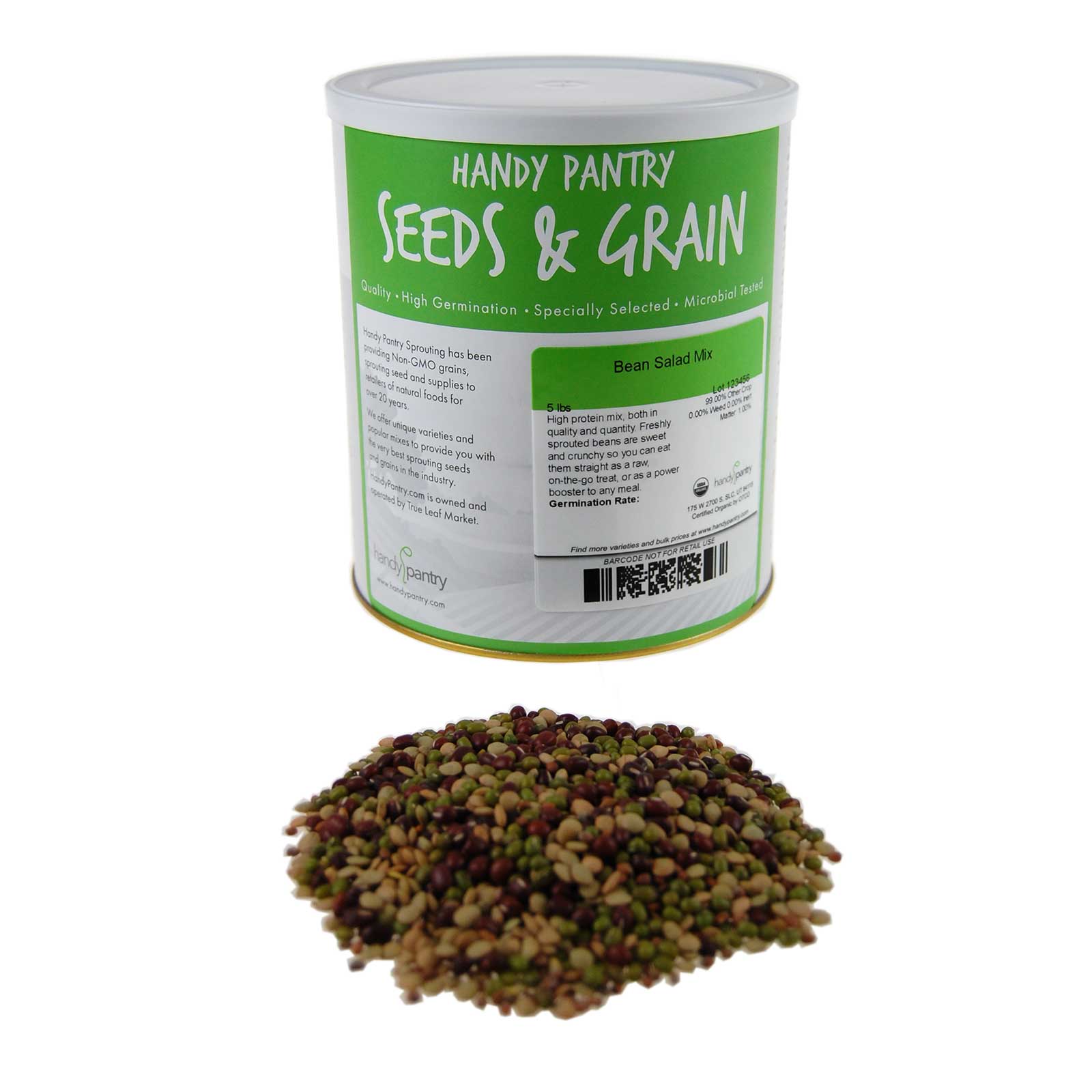Organic Bean Salad Mix-Adzuki Mung Lentil Radish- Sprout Seeds- 5 Lbs - Sprouts, Sprouting - Healthy Living & Raw Food - Grow, G