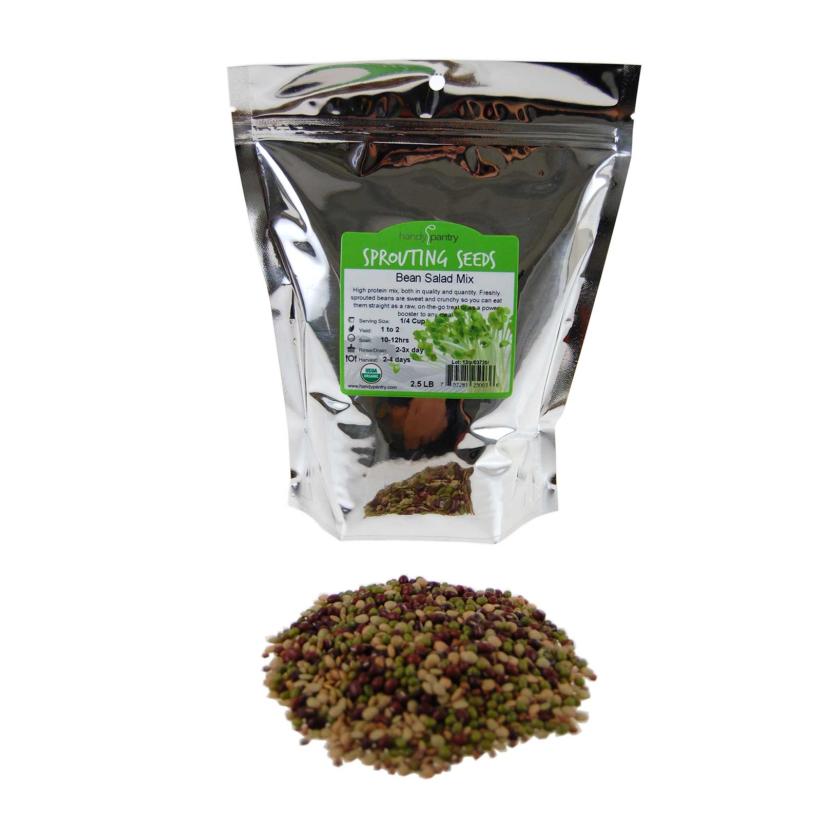 Organic Bean Salad Sprouting Mix-High Protein Sprout Seeds-2.5 Lb - Sprouts, Sprouting - Healthy Living & Raw Food - Grow, Growi