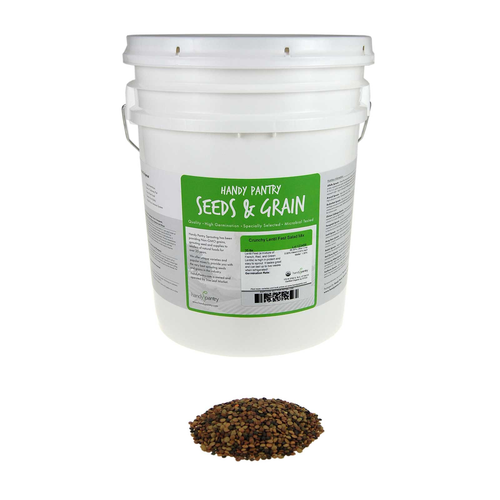 Organic Crunchy Lentil Fest Sprouting Seed Mix - Sprouts Seeds- 35 Lbs - Buy Non-GMO Lens culinaris Farm & Gardening Seeds Onlin