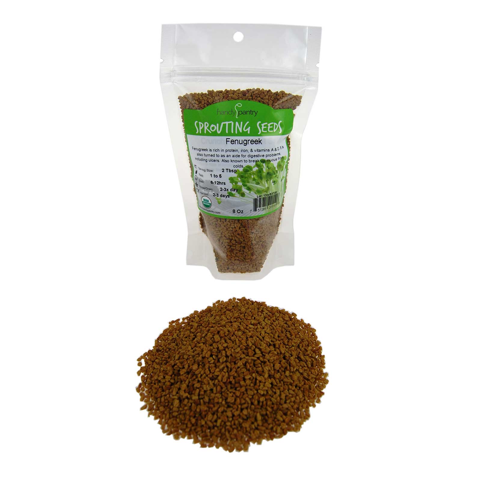 Certified Organic Fenugreek Sprouting Seeds - Seed For Sprouts - 8 Oz - Buy Non-GMO Trigonella foenum graecum Farm & Gardening S