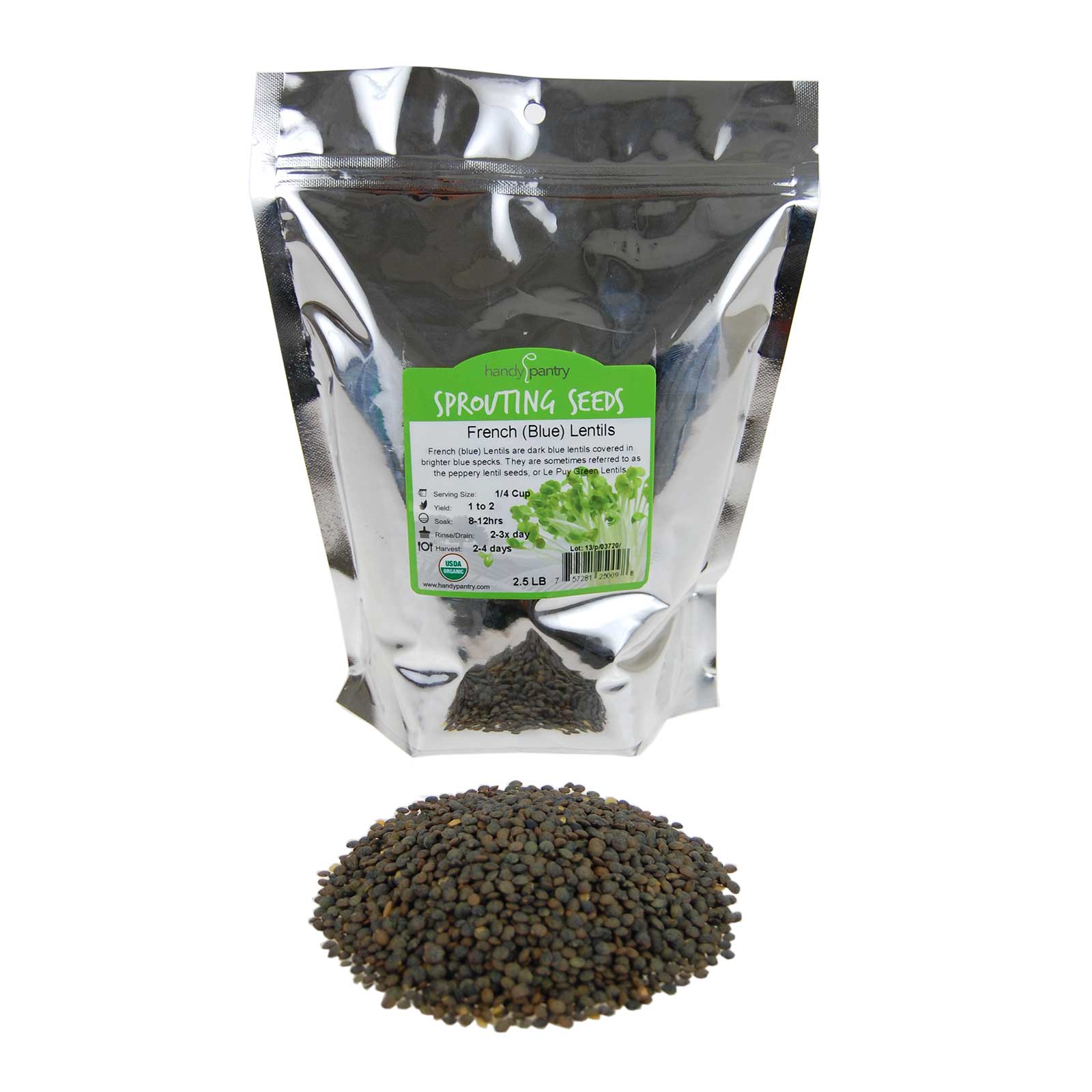 Organic French Lentils Sprouting Seeds - 2.5 Lbs - Grow Sprouts - Buy Non-GMO Lens culinaris Farm & Gardening Seeds Online