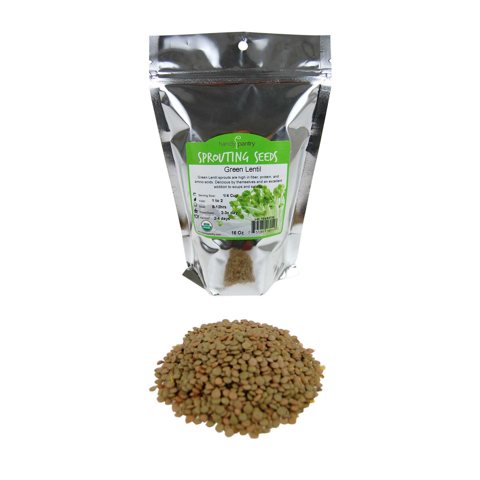 Organic Green Lentils - Lentils Seed For Sprouts, Soup, Storage - 1 Lb - Buy Non-GMO Lens culinaris Farm & Gardening Seeds Onlin