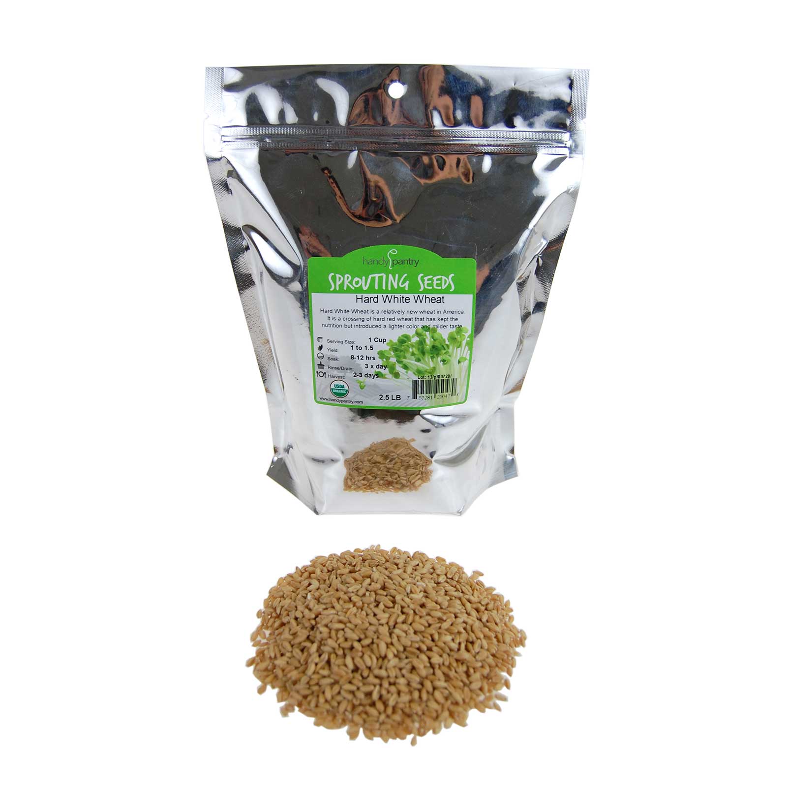 Organic Hard White Wheat -Grain, Bread Making, Baking - 2.5 Lb - Buy Non-GMO Triticum aestivum Farm & Gardening Seeds Online