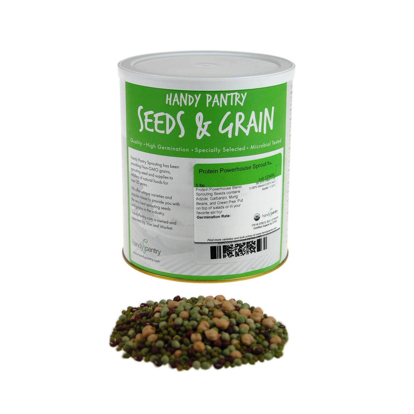 Organic Protein Powerhouse Sprouting Seed Mix- Sprout Sprouts- 5 Lbs - Sprouts, Sprouting - Healthy Living & Raw Food - Grow, Gr