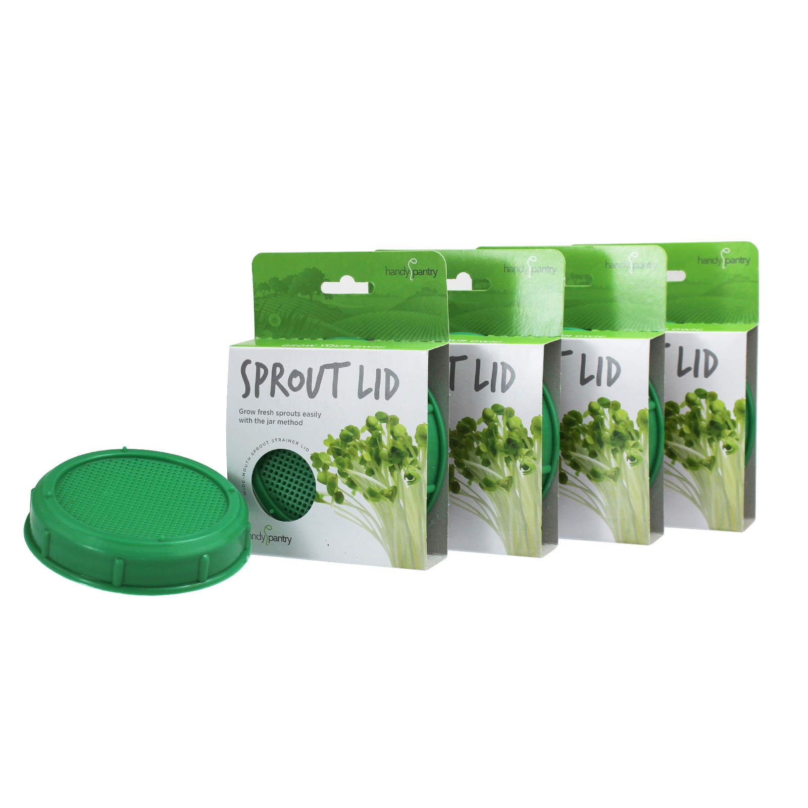 Handy Pantry Sprout Jar Strainer Lid, BPA Free | Wide Mouth - Grow Sprouts - 4 - Sprouts, Sprouting - Healthy Living & Raw Food 