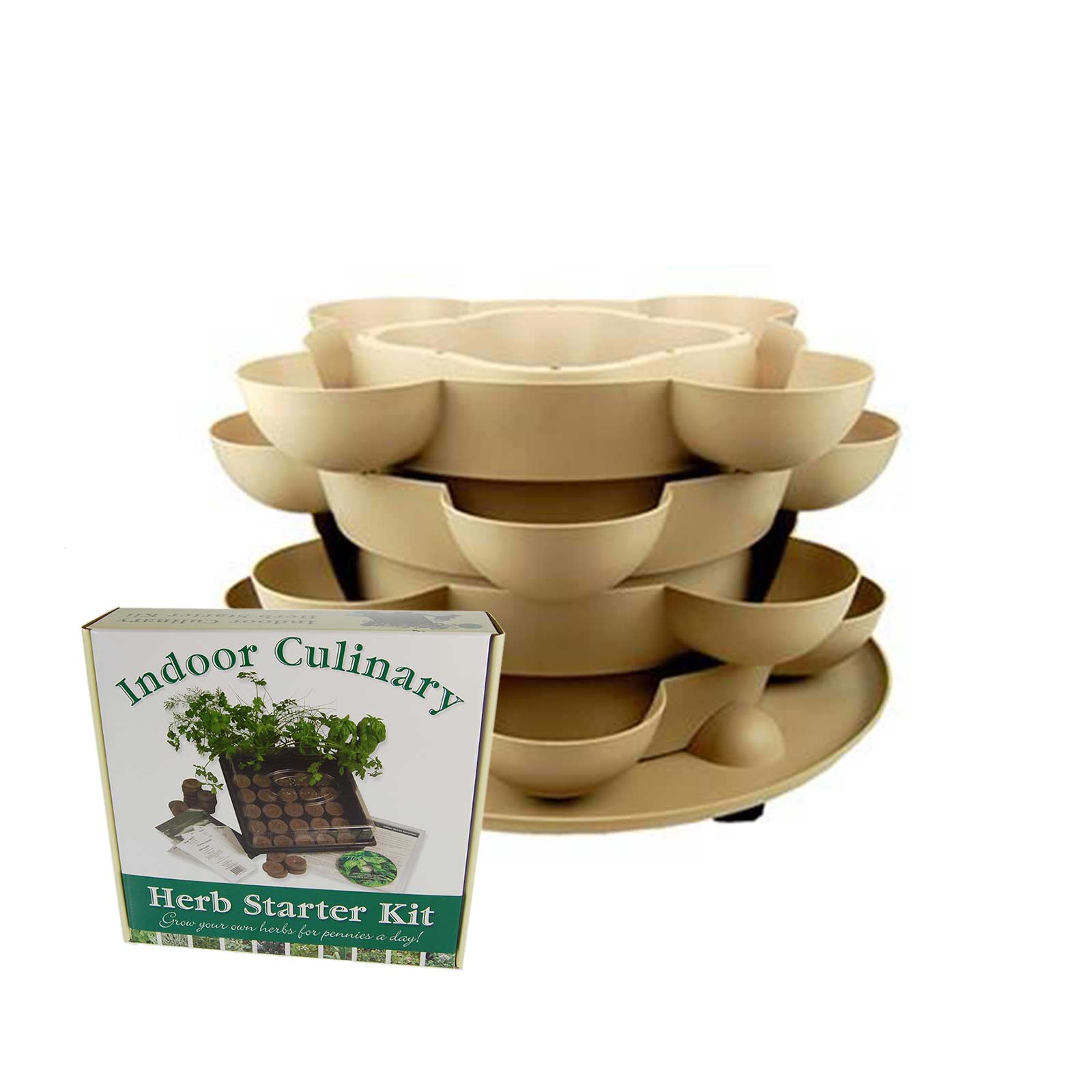 Culinary Herb Garden Kit with Stack & Grow Stackable Planter - Sand