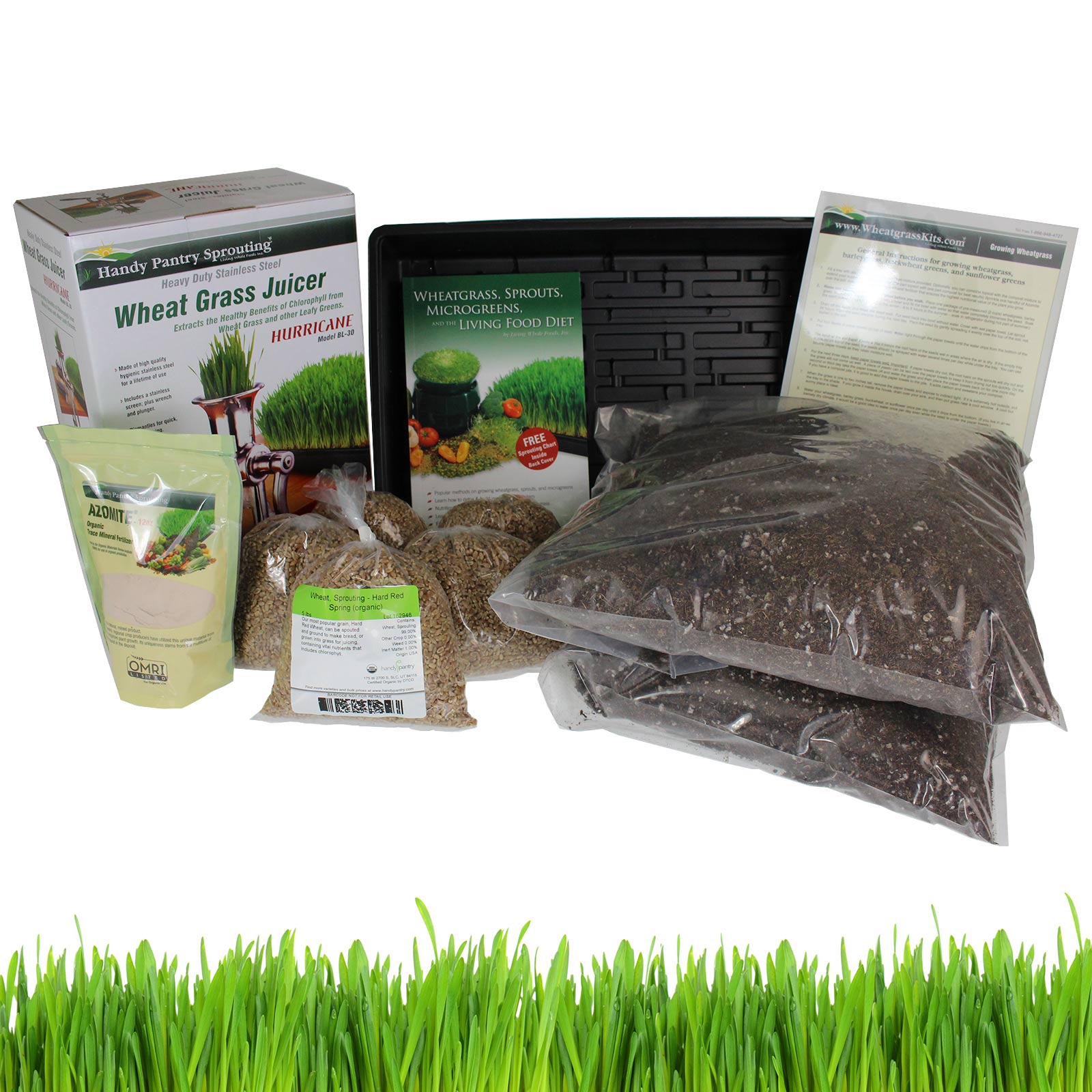 Organic Wheatgrass Growing Kit & Hurricane Wheat Grass Juicer