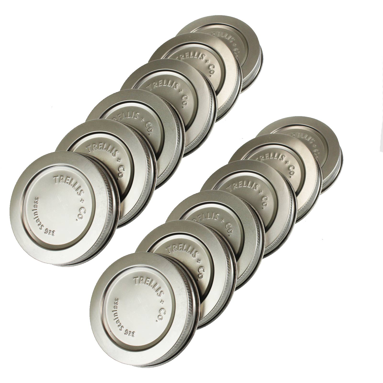 Stainless Steel Replacement Wide Mouth Mason Jar Lids w/ Gasket - 12 - Mason, Ball, Kerr, Replacement Lid, Top, Ring, Gasket