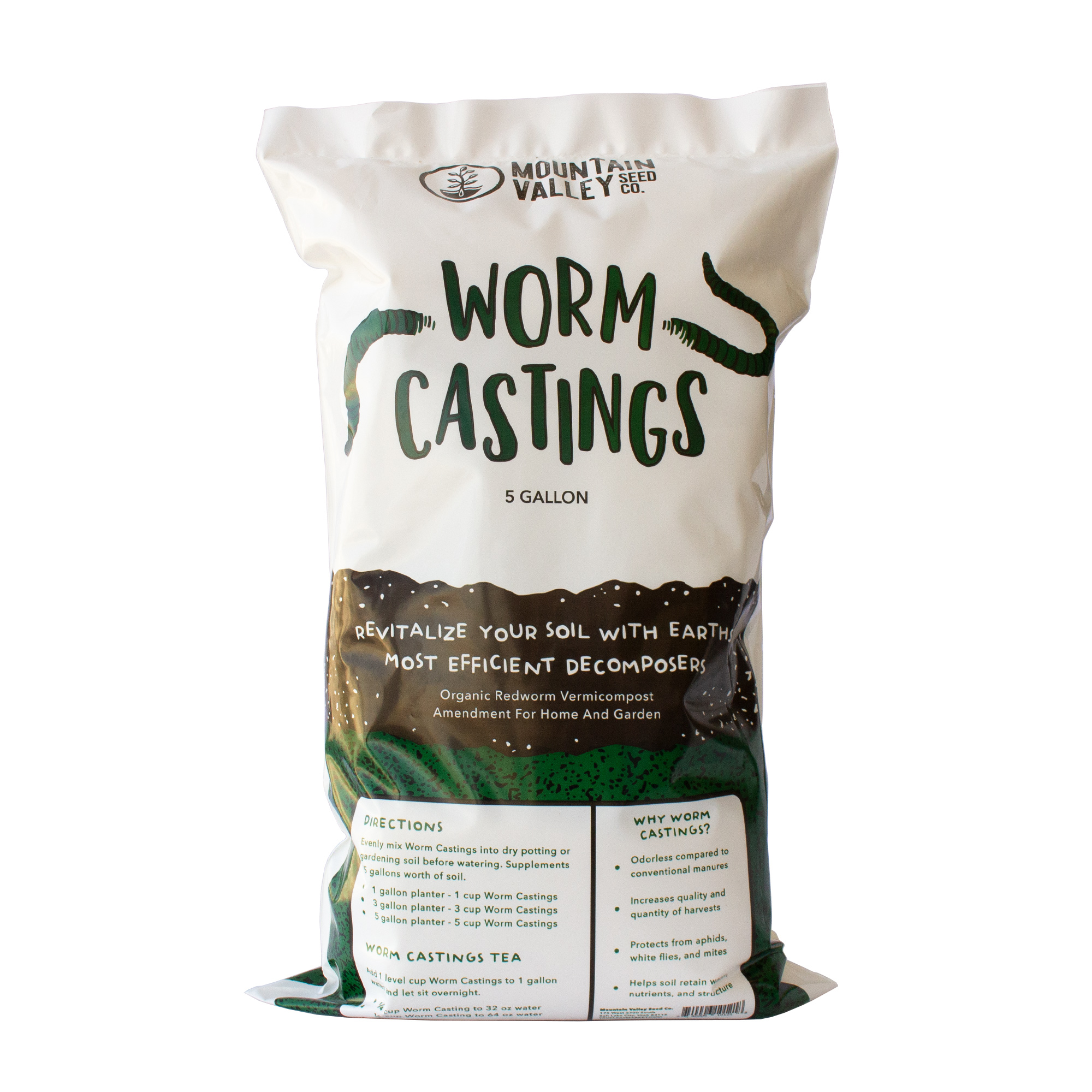 Earth Worm Castings - Compost Soil Amendment - 5 Gallons ~30 Lbs - Soil Additive, Nutrient Fertilizer - Natural Red Worm, Earthw